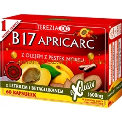 B17 APRICARC Witamina B17 w kapsułkach Amigdalina w kapsułkach Letril Pestki moreli Gorzkie jądra 60 sztuk Terezia Company