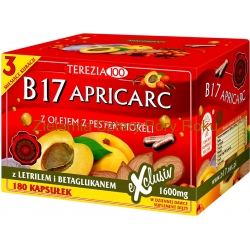 B 17 APRICARC Witamina B17 w kapsułkach Amigdalina w kapsułkach Letril Boczniak Reishi Pestki moreli Gorzkie jądra 180 sztuk Terezia Company